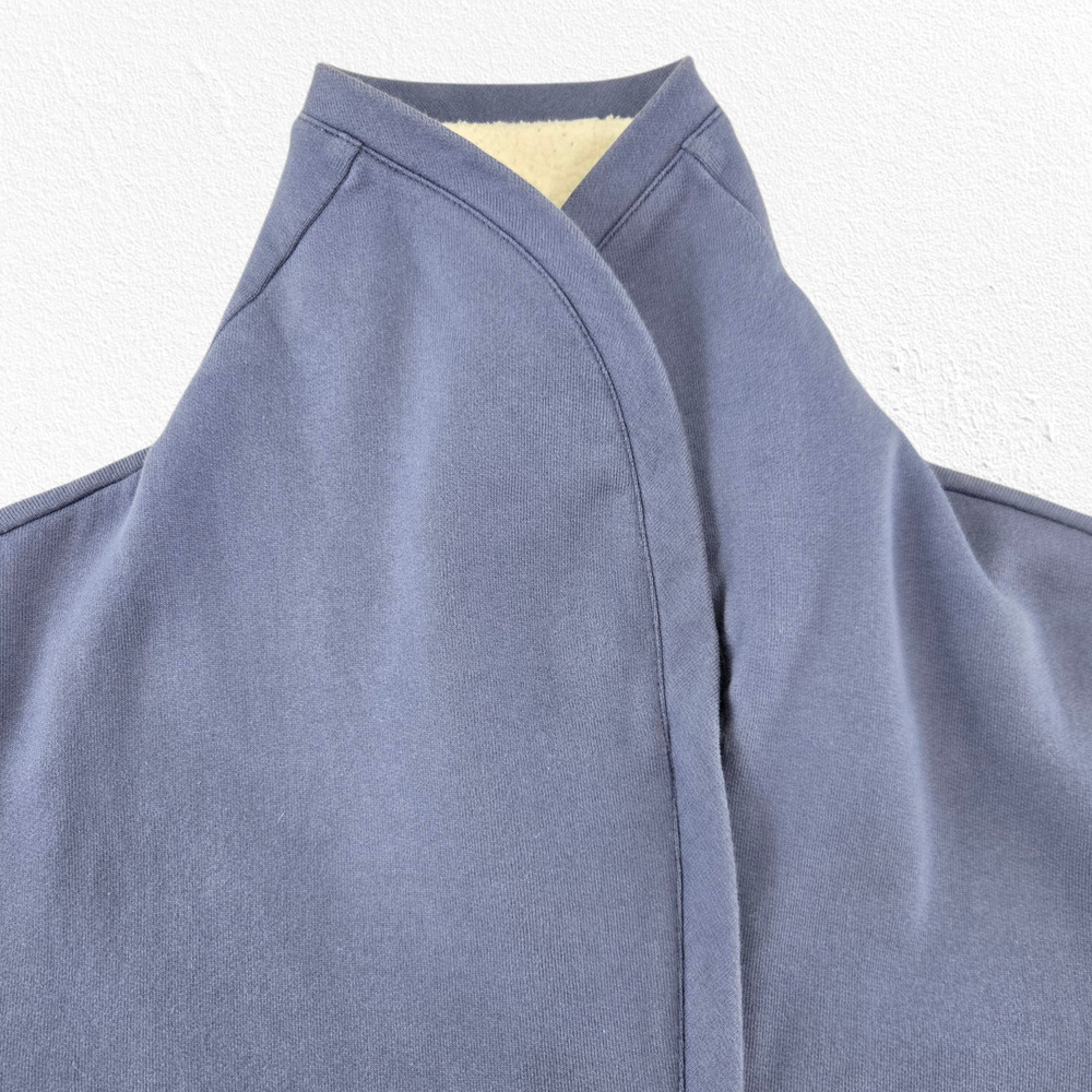 Y2K St John Sport Blue Knit Jacket Shearling Collar Asymmetrical Zip Size Medium - Picture 2 of 11